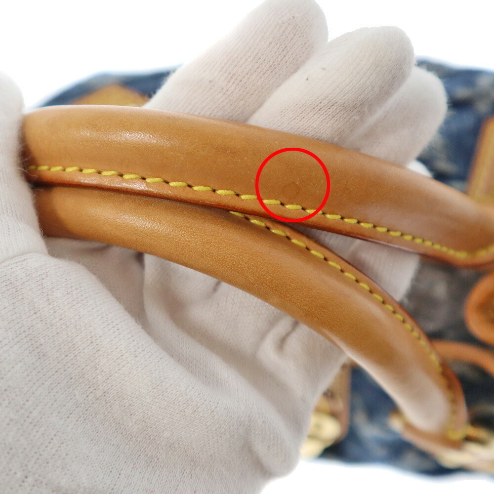 LOUIS VUITTON Pleaty Handbag Monogram Denim Blue - Picture 7 of 11